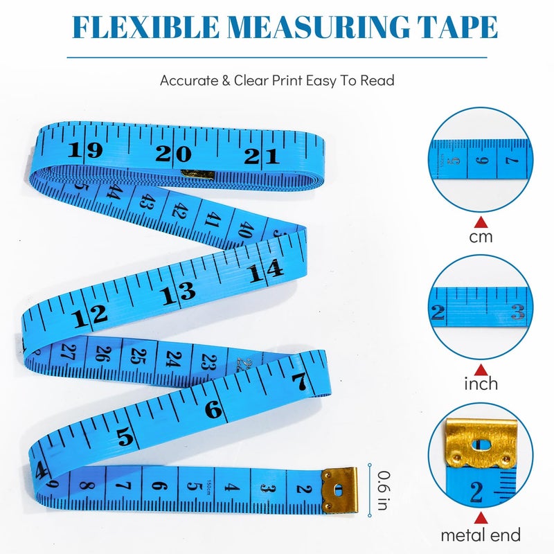 MYGBBKITDEC Tape Measure Body Sewing Measuring Tape Soft Double Scale Fabric Tape Measurement for Sewing Cloth 60-inch, 3 Pack Craft Vinyl Tailor Ruler for Weight Loss (Multicolors) - Image 5